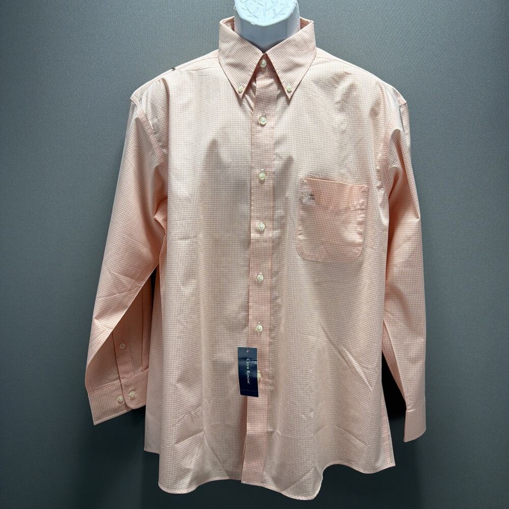 Club Room Men Regular Performance Peach Button Up Shirt Size 16.5 32/33 NWT